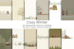 Cozy Winter Digital Paper, JPG