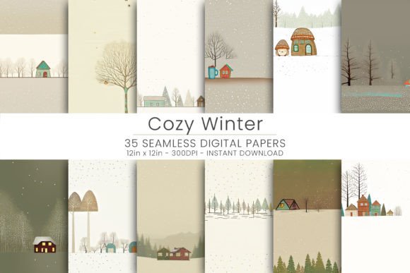 Cozy Winter Digital Paper, JPG