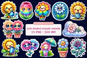 Cute Doodle Flower Sticker Pack
