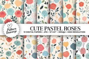 Cute Hand Drawn Roses Patterns
