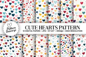 Cute Minimal Hearts Digital Papers