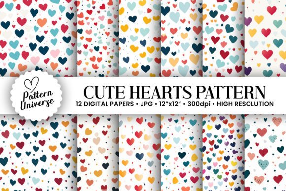 Cute Minimal Hearts Digital Papers