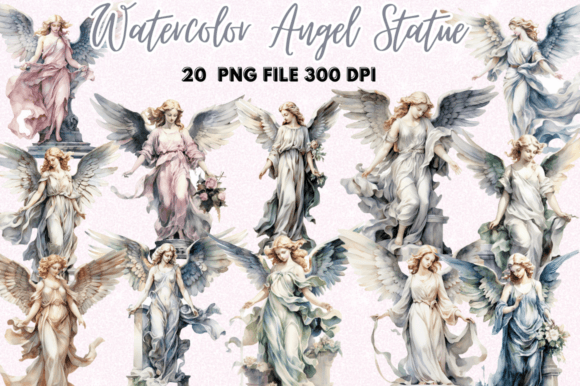 FREE Angel Statue Watercolor Clipart