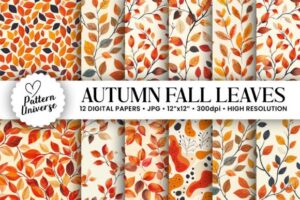 Fall Leaves Seamless Patterns