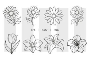 Flower Outline Illustration Bundle