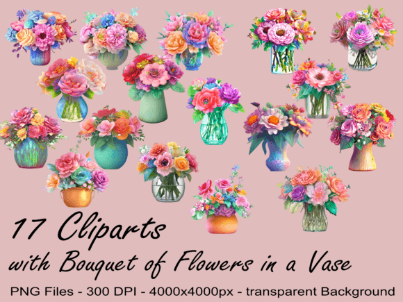 Flowers Bouquet in a Vase Clipart