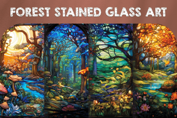 Forest Stained Glass Art Background 59