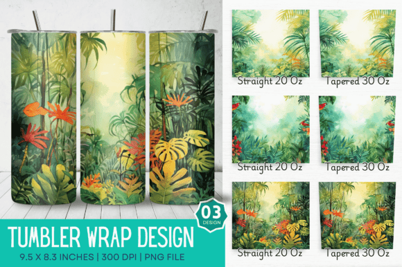 Free Watercolor Jungle Cover Tumbler
