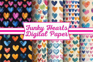 Funky Hearts Digital Paper