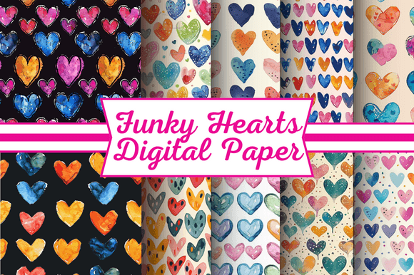 Funky Hearts Digital Paper