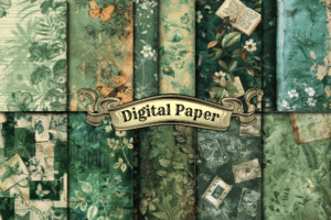 Green Junk Journal Digital Paper