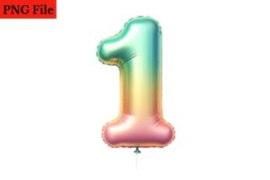 Happy Birthday Balloon Numbers 1 PNG