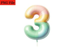 Happy Birthday Balloon Numbers 3 PNG