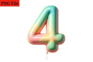Happy Birthday Balloon Numbers 4 PNG