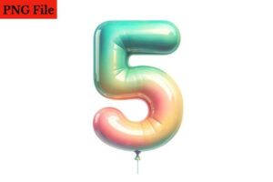 Happy Birthday Balloon Numbers 5 PNG