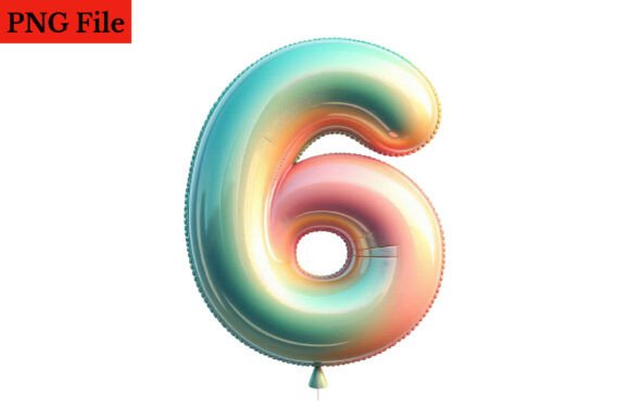 Happy Birthday Balloon Numbers 6 PNG