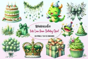 Kids Lime Green Birthday Clipart