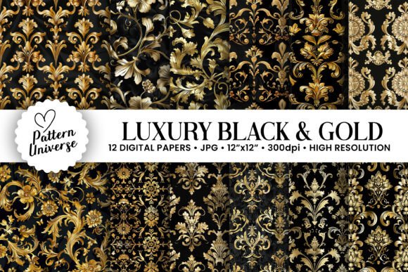 Luxury Black & Gold Digital Papers