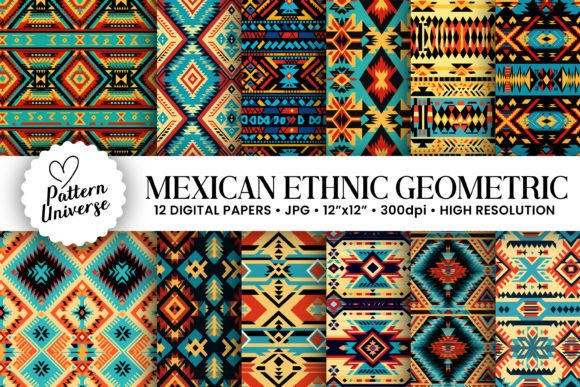 Mexican Ethnic Geometric Digital Papers