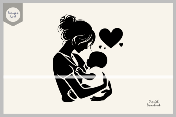 Mom Holding a Baby SVG Clipart PNG DXF