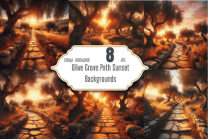Olive Grove Path Sunset Backgrounds