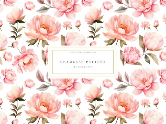 Peony Flower Digital Seamless Pattern