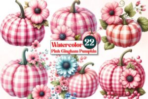 Pink Gingham Pumpkin Clipart