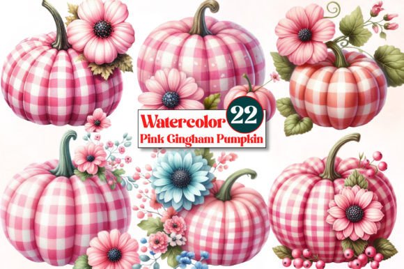 Pink Gingham Pumpkin Clipart