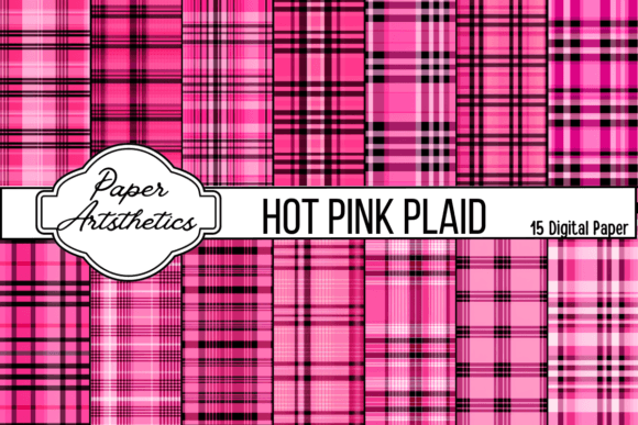 Pink Plaid Digital Paper Plaid Pattern