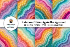 Rainbow Glitter Agate Background