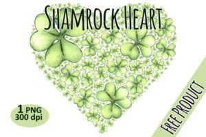 Shamrock Heart Clipart PNG Sublimation