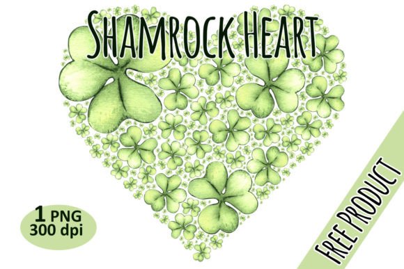 Shamrock Heart Clipart PNG Sublimation