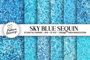 Sky Blue Sequin Digital Papers
