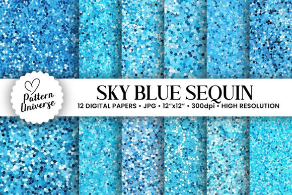 Sky Blue Sequin Digital Papers