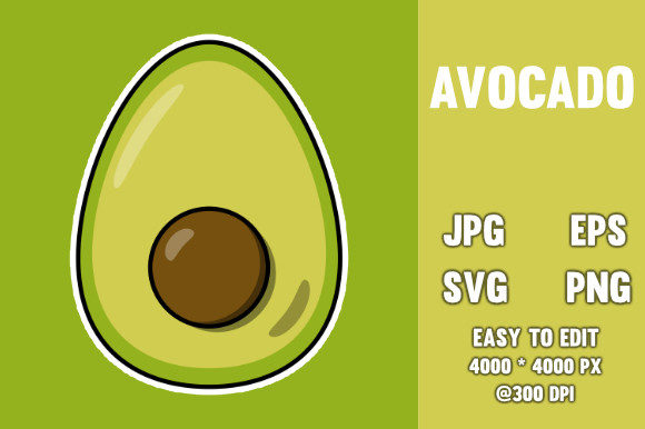 Sliced Avocado Illustration