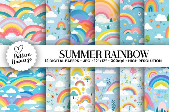 Summer Rainbow Seamless Pattern