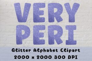 Very Peri Glitter Alphabet Clipart Free!