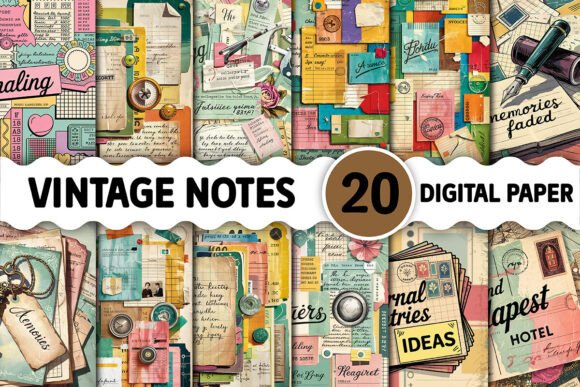Vintage Notes Junk Journal Pages