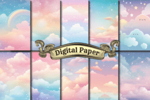 Watercolor Pastel Rainbow Skies Digital