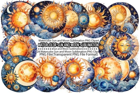 Watercolor Sun and Moon Sublimation