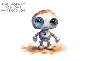 Watercolor Tiny Robot Sublimation