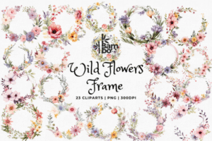 Watercolor Wild Flower Frame Bundle