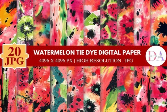 Watermelon Tie Dye Digital Paper
