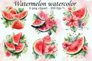 Watermelon Watercolor Clipart